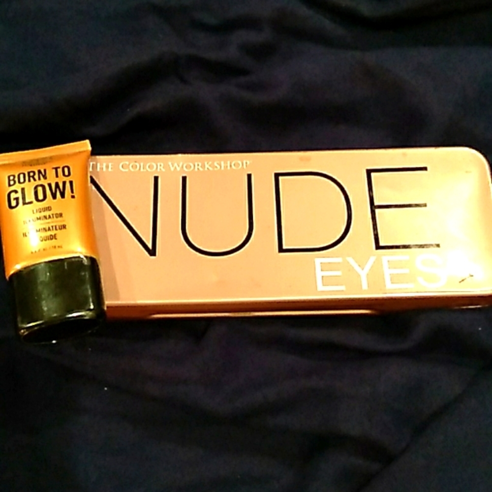 Nude eyes shadow pallet and  nyx glow